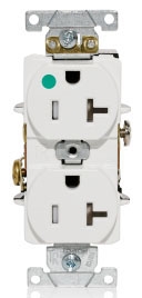 Leviton T8300-W 20 Amp, 125 Volt, Duplex Receptacle Outlet, Tamper-Resistant, Heavy-Duty Hospital Grade