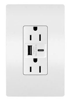 radiant R26USBAC6W radiant 15A Tamper-Resistant Ultra-Fast USB Type A/C Outlet, White