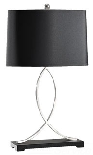 MRF 10061PN/BK MRF 1/100-3WAY POLISHED NICKEL/BLACK W/BLACK SHANTUNG SHADE TABLE LAMP
