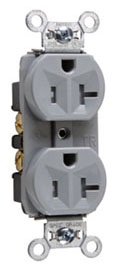 Pass & Seymour TR5362GRY 20A 125V Construction Spec-Grade Tamper-Resistant Duplex Receptacle, Back and Side Wire, Gray