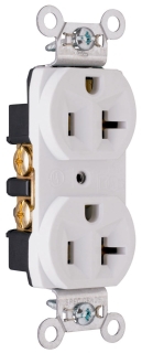Pass & Seymour CRB5362W 20A 125V Commercial Spec-Grade Duplex Receptacle, Back and Side Wire, White