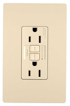 radiant 1597TRI radiant Tamper-Resistant 15A Duplex Self-Test GFCI Receptacles with SafeLock Protection, Ivory
