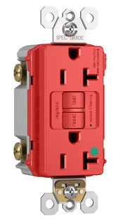 Pass & Seymour 2097HGTRRED Hospital Grade Tamper-Resistant 20A Duplex Self-Test GFCI Receptacles with SafeLock Protection, Red