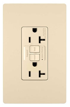 radiant 2097I radiant 20A Duplex Self-Test GFCI Receptacles with SafeLock Protection, Ivory
