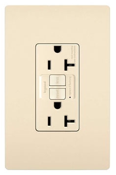 radiant 2097LA radiant 20A Duplex Self-Test GFCI Receptacles with SafeLock Protection, Light Almond