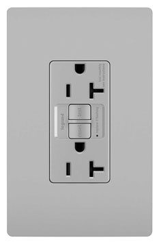 radiant 2097TRGRY radiant Tamper-Resistant 20A Duplex Self-Test GFCI Receptacle with SafeLock Protection, Gray