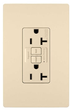 radiant 2097TRI radiant Tamper-Resistant 20A Duplex Self-Test GFCI Receptacle with SafeLock Protection, Ivory