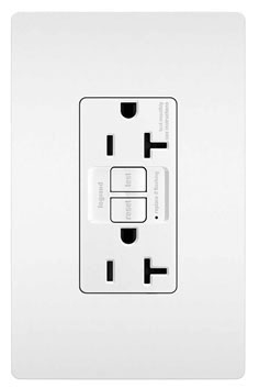 radiant 2097TRW radiant Tamper-Resistant 20A Duplex Self-Test GFCI Receptacle with SafeLock Protection, White