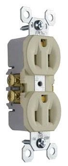 Pass & Seymour 3232I Trademaster 15A/125V Duplex Receptacle, Ivory
