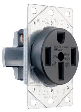 Pass & Seymour 3894 50 Amp 125/250V NEMA 14-50R Flush Mount Electrical Outlet for Ranges / Dryers / EV Chargers