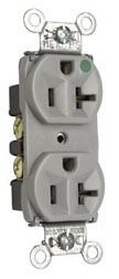 Pass & Seymour 8300HGRY 20A 125V Heavy Duty Hospital-Grade Compact Duplex Receptacle, Back and Side Wire, Gray