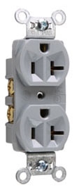 Pass & Seymour CR20GRY 20A 125V Commercial Spec-Grade Duplex Receptacle, Side Wire, Gray