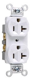 Pass & Seymour CR20W 20A 125V Commercial Spec-Grade Duplex Receptacle, Side Wire, White