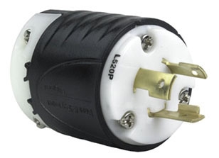 Pass & Seymour L520P 20A NEMA Plug L520 - Black Back, White Front Body