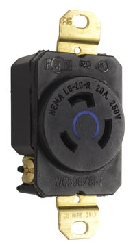 Pass & Seymour L620R 20A 250V NEMA L620 Single Receptacle, 3-Wire, Black