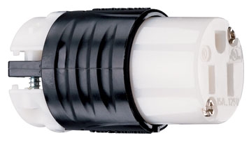 Pass & Seymour PS5269X 15A, 125V Extra-Hard Use Spec-Grade Connector, Black and White