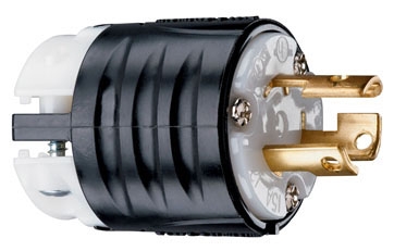 Pass & Seymour PSL515P 15A NEMA L515 Plug - Black Back, White Front Body