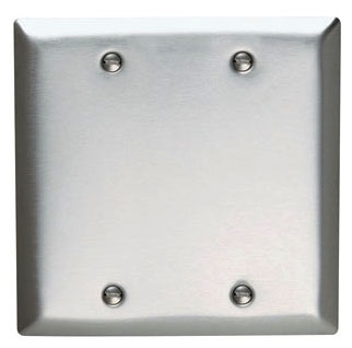 Pass & Seymour SS23 2-Gang 302/304 Stainless Steel Wall Plate, Blank, Box Mounted