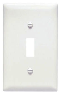 Pass & Seymour TP1W TradeMaster 1-Gang Nylon Wall Plate, 1 Toggle Switch Opening, White