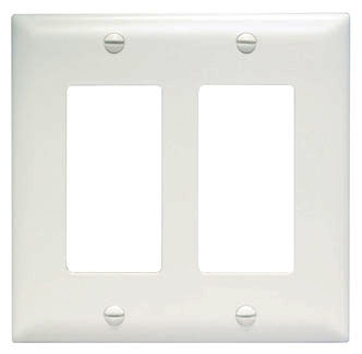 Pass & Seymour TP262W TradeMaster 2-Gang Nylon Wall Plate, 2 Decorator Openings, White
