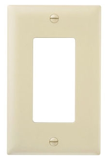 Pass & Seymour TP26I TradeMaster 1-Gang Nylon Wall Plate, 1 Decorator Opening, Ivory