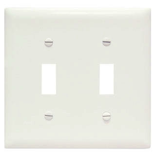 Pass & Seymour TP2W TradeMaster 2-Gang Nylon Wall Plate, 2 Toggle Switch Openings, White