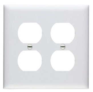 Pass & Seymour TP82W TradeMaster 2-Gang Nylon Wall Plate, 2 Duplex Receptacle Openings, White