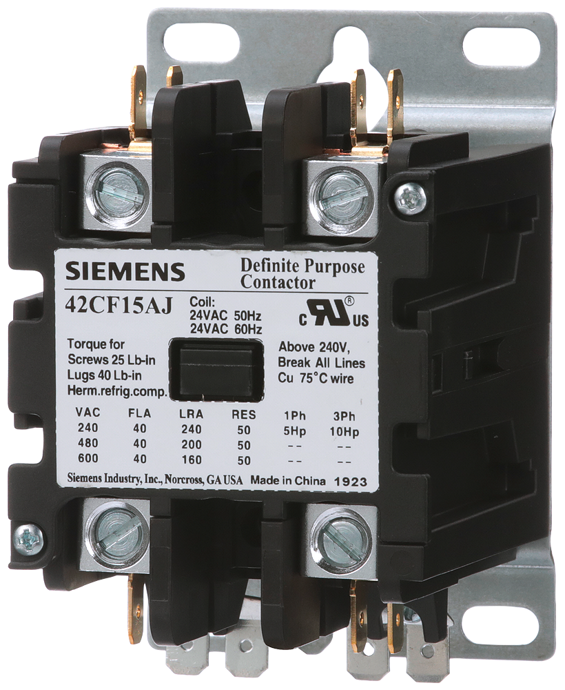 Siemens 42CF15AG Contactor, 42DP, 40A, 2P, Open, 240V