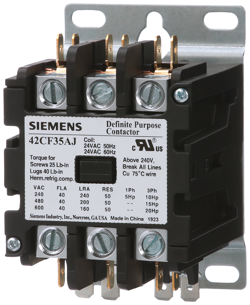 Siemens 42CF35AG Contactor, 42DP, 40A, 3P, Open, 240V