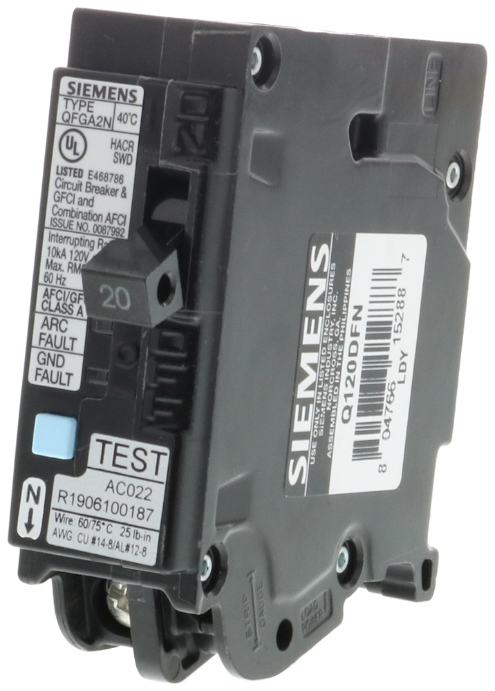 Siemens Q120DFN -RKR QFGA2N AFCI/GFCI 1P 120V 20A 10kA
