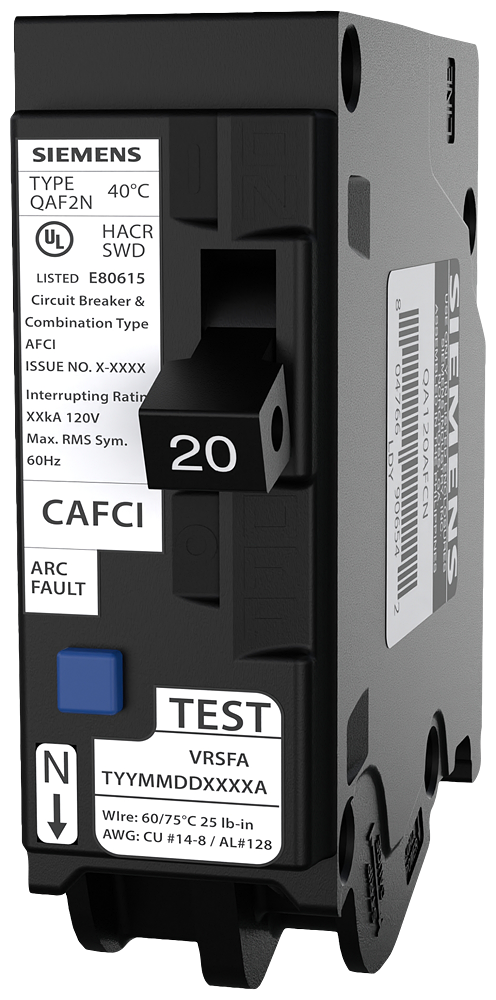 Siemens QA120AFCN BRKR QAF2N AFCI 1P 120V 20A 10kA