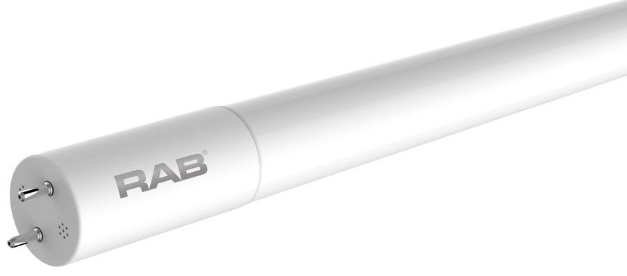RAB T8-17-48G-850-DE-BYP LINEAR TUBES 2200 LUMENS T8 17W 4 FEET GLASS 80CRI 5000K DOUBLE ENDED WIRING METHOD BALLAST BYPASS