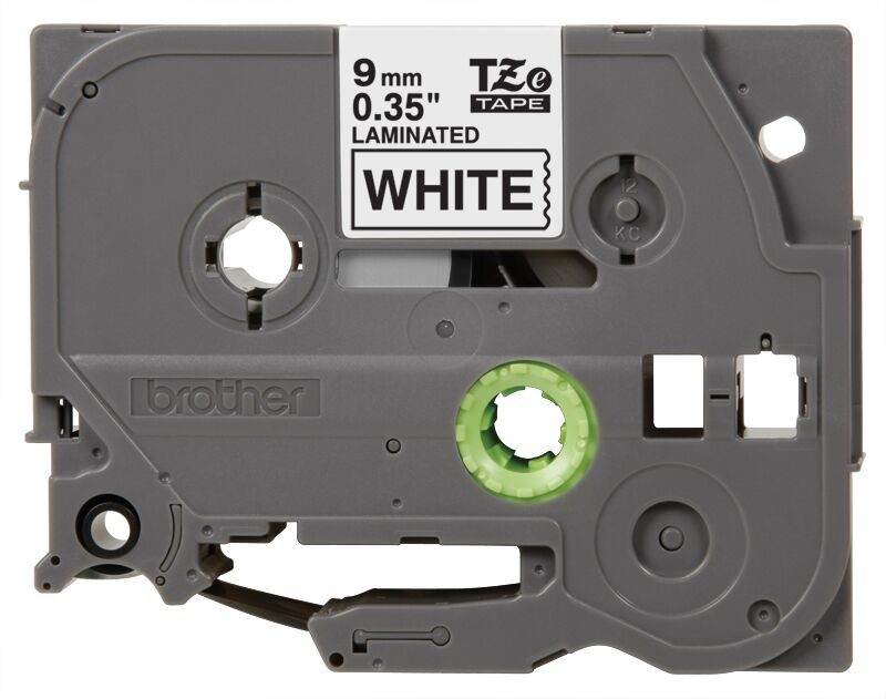 BRO TZE-221G  BROTHER 3/8IN BLACK ON WHITE P-TOUCH TAPE