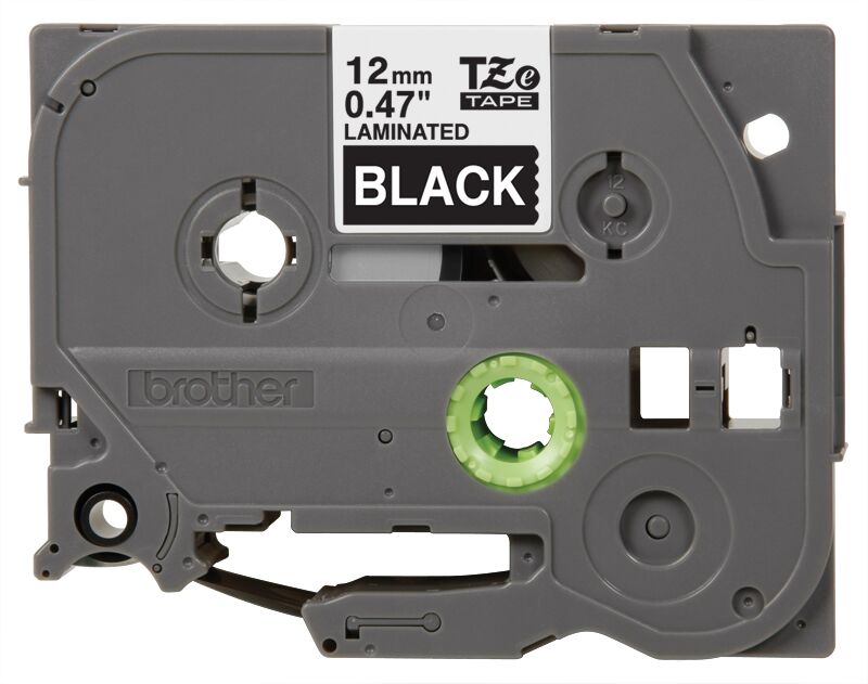 BRO TZe335 BROTHER 0.47 IN X 26.2 FT. (12MM X 8M) WHITE INK ON BLACK LABEL