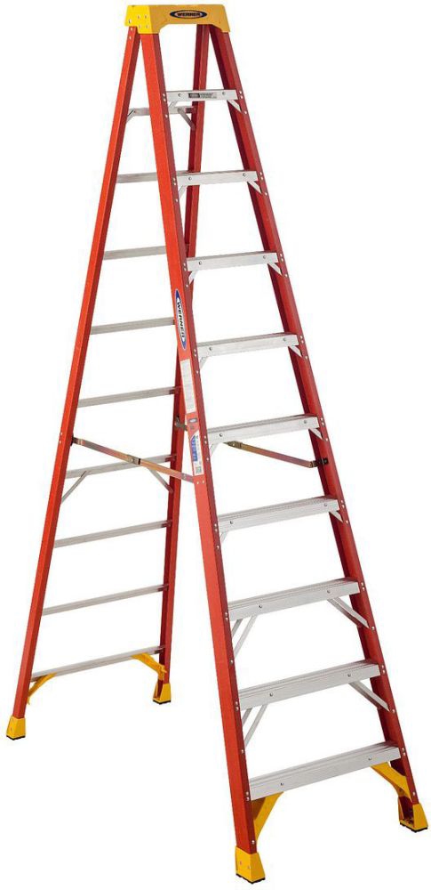 WER 6210 WERNER FIBERGLASS STEPLADDER 10' TYPE IA