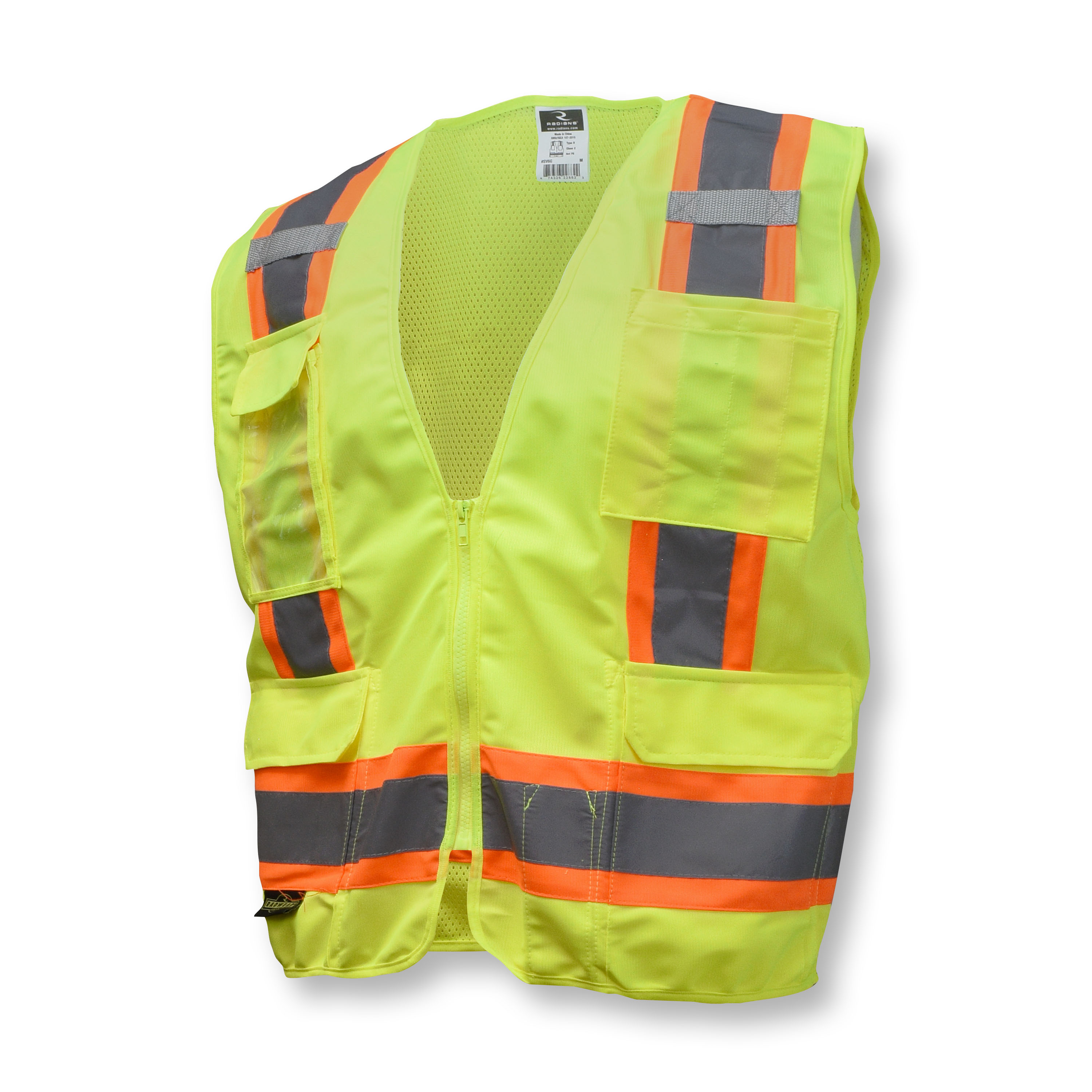 Radians SV6OL SV6 Two Tone Surveyor Type R Class 2 Solid/Mesh Safety Vest - Orange - Size L