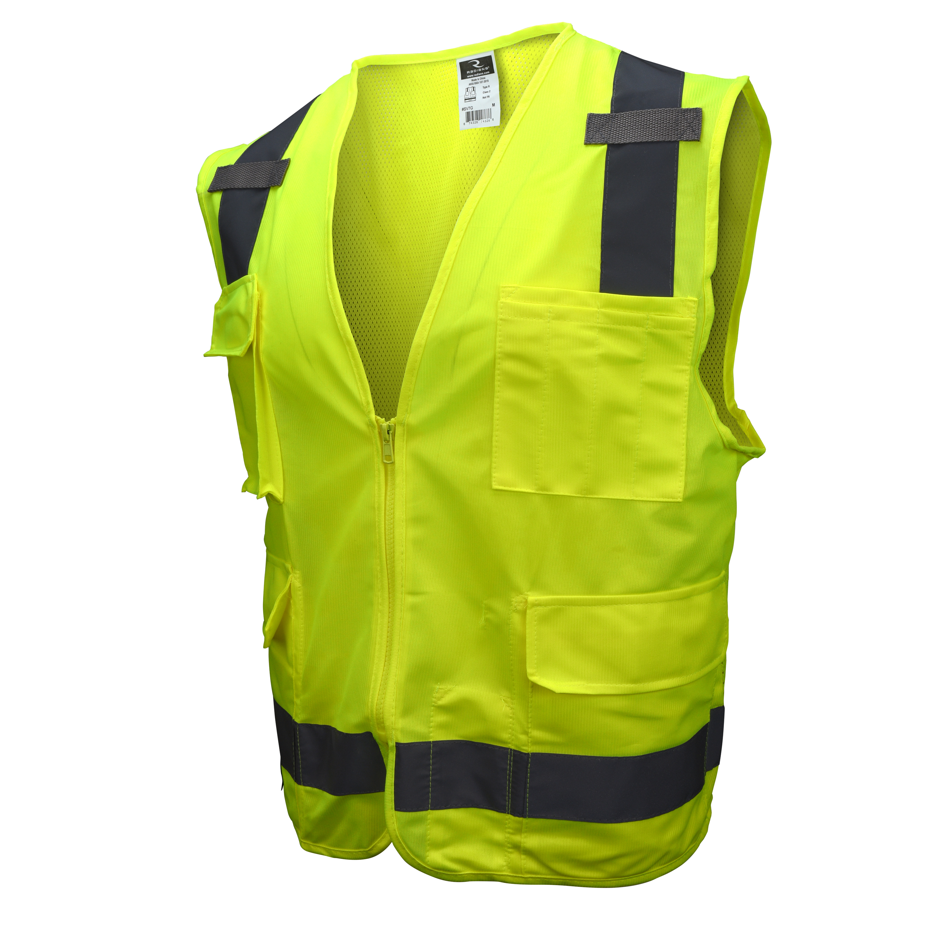 Radians SV7GL SV7 Surveyor Type R Class 2 Solid/Mesh Safety Vest - Green - Size L