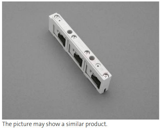 Product image for Woehner 01508 Universal Busbar Support, 3-Pole, w/ Internal Screw Holes, UL Listed, for Busbars 12, 20, 30 x 5, 10