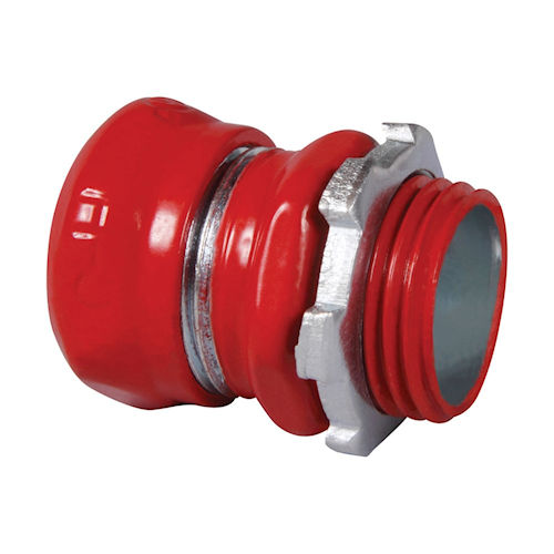Product image for American Fittings EC751US-R 3/4" EMT Compression Connector, Steel - Fire Alarm RED (USA)