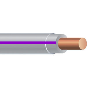 Product image for THHN #12 Solid GRAY w/PURPLE Stripe Wire, Copper Conductor (2500ft Reel)