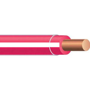 Product image for THHN #14 Solid RED w/WHITE Stripe Wire, Copper Conductor (2500ft Reel)