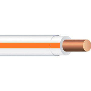 Product image for THHN #10 Solid WHITE w/ORANGE Stripe Wire, Copper Conductor (2500ft Reel)