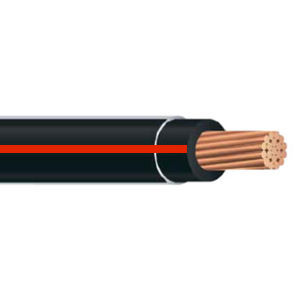 Product image for THHN #12 Stranded Copper BLACK w/RED Stripe Wire (2500ft Reel)