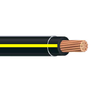Product image for THHN #12 Stranded BLACK w/YELLOW StripeWire, Copper Conductor (500ft Spool)