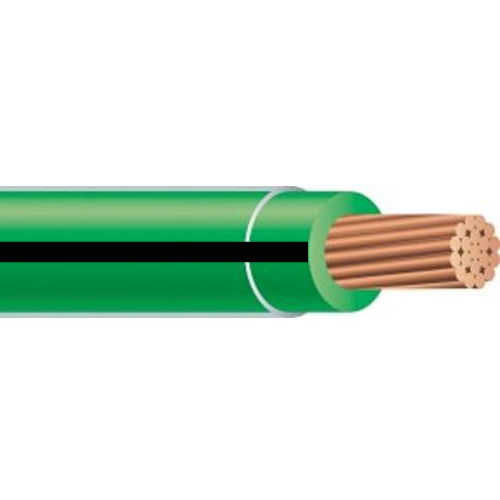 Product image for THHN #12 Stranded GREEN w/BLACK Stripe Wire, Copper Conductor (2500ft Reel)