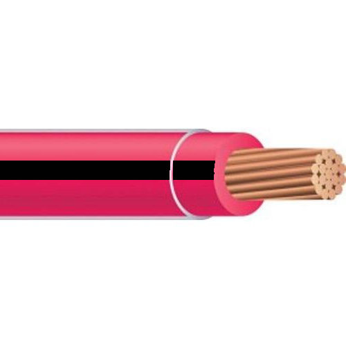 Product image for THHN #14 Stranded RED w/BLACK Stripe Wire, Copper Conductor (2500ft Reel)