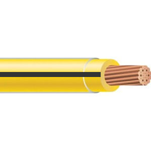 Product image for THHN #10 Stranded YELLOW w/BLACK Stripe Wire, Copper Conductor (500ft Spool)