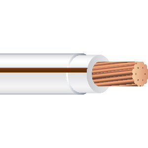 Product image for THHN #14 Stranded WHITE w/BROWN Stripe Wire, Copper Conductor (500ft Spool)
