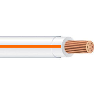 Product image for THHN #12 Stranded WHITE w/ORANGE Stripe Wire, Copper Conductor (500ft Spool)
