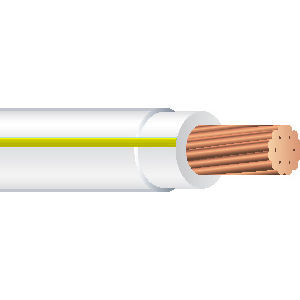 Product image for THHN #12 Stranded WHITE w/YELLOW Stripe Wire, Copper Conductor (500ft Spool)